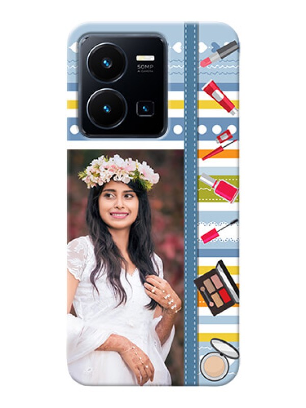 Custom Vivo Y35 2022 Personalized Mobile Cases: Makeup Icons Design