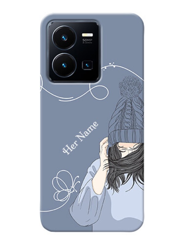 Custom Vivo Y35 2022 Custom Mobile Case with Girl in winter outfit Design