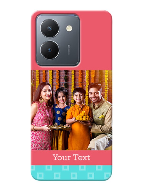 Custom Vivo Y36 Mobile Back Covers: Peach & Blue Color Design