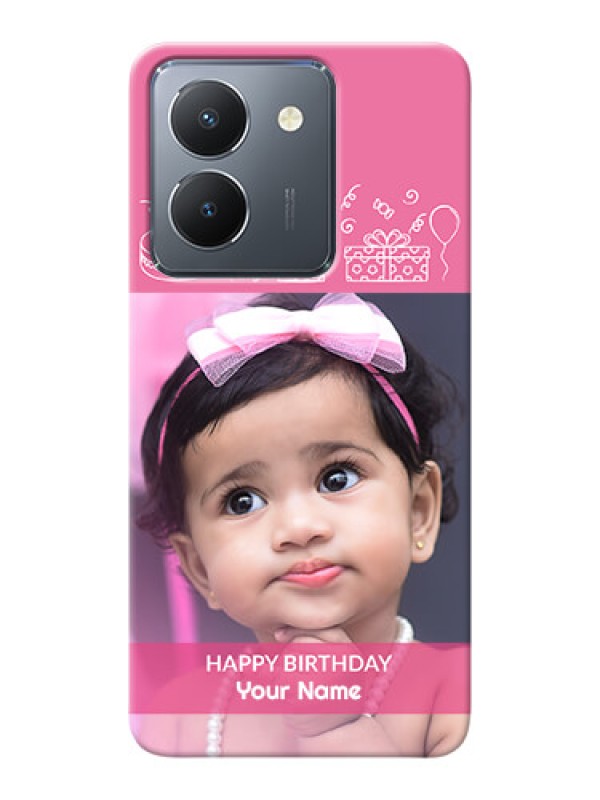 Custom Vivo Y36 Custom Mobile Cover with Birthday Line Art Design