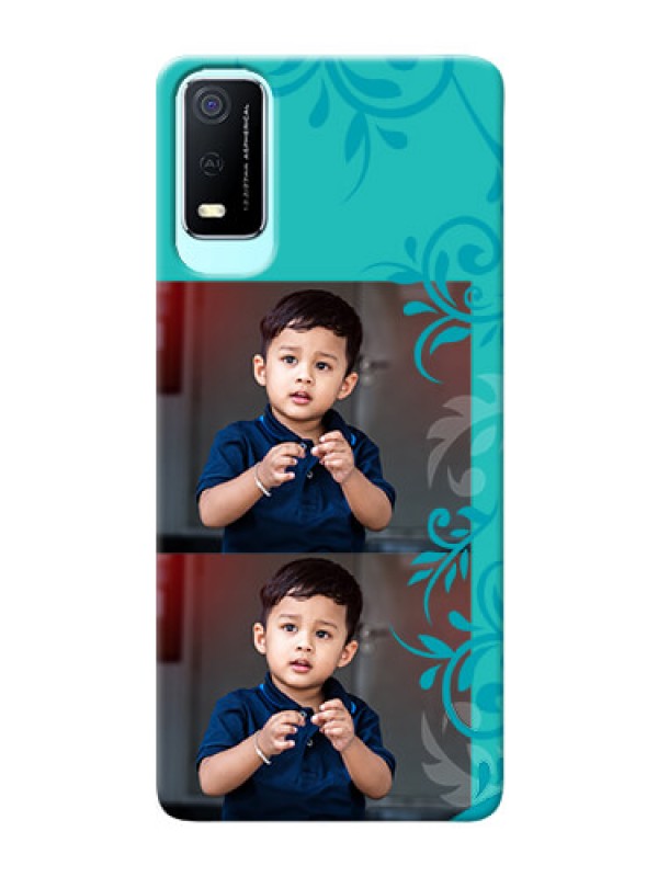 Custom Vivo Y3s Mobile Cases with Photo and Green Floral Design