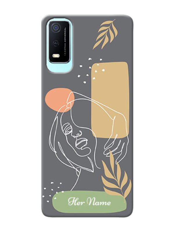 Custom Vivo Y3S Phone Back Covers: Gazing Woman line art Design