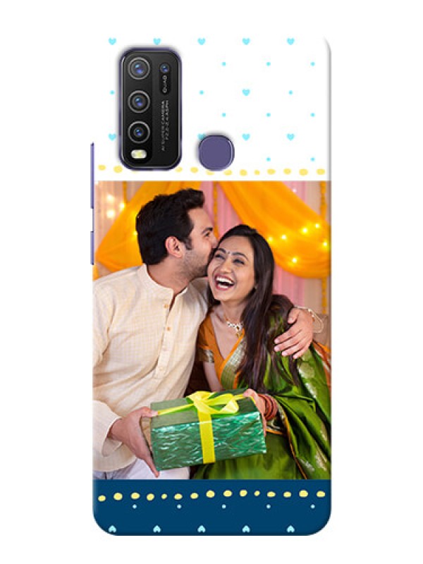 Custom Vivo Y50 Phone Covers: White and Blue Abstract Design