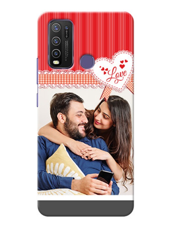 Custom Vivo Y50 phone cases online: Red Love Pattern Design