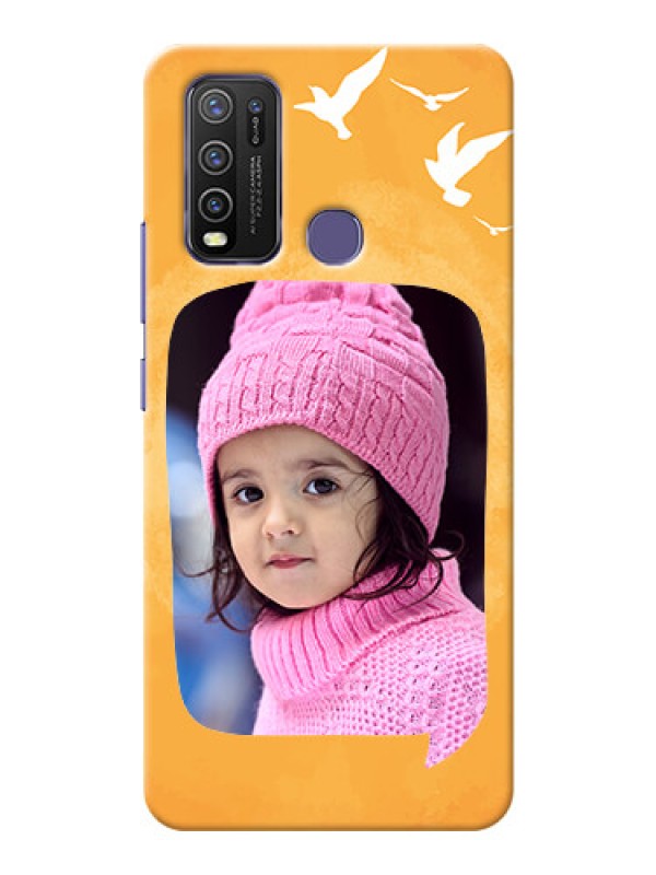 Custom Vivo Y50 Phone Covers: Water Color Design with Bird Icons