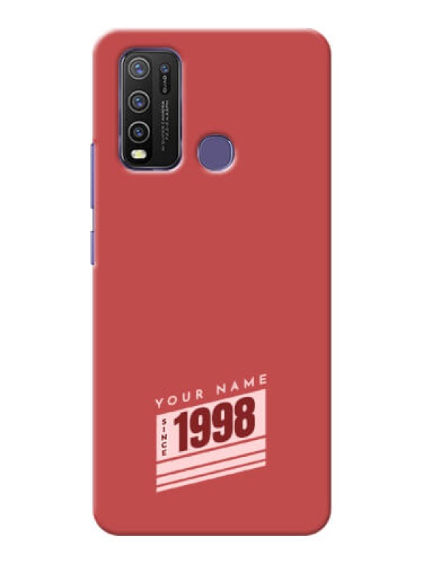 Custom Vivo Y50 Phone Back Covers: Red custom year of birth Design