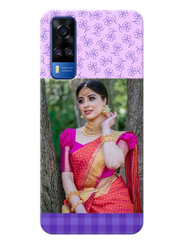 Custom Vivo Y51 Mobile Cases: Purple Floral Design