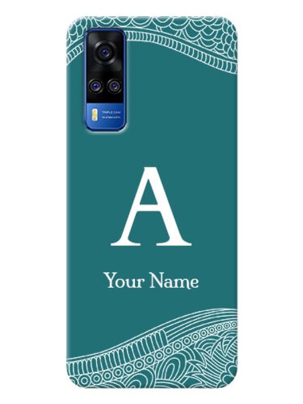 Custom Vivo Y51 Mobile Back Covers: line art pattern with custom name Design
