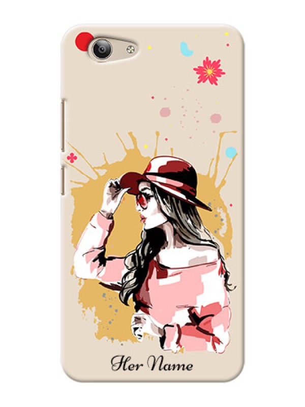 Custom Vivo Y53 Back Covers: Women with pink hat Design