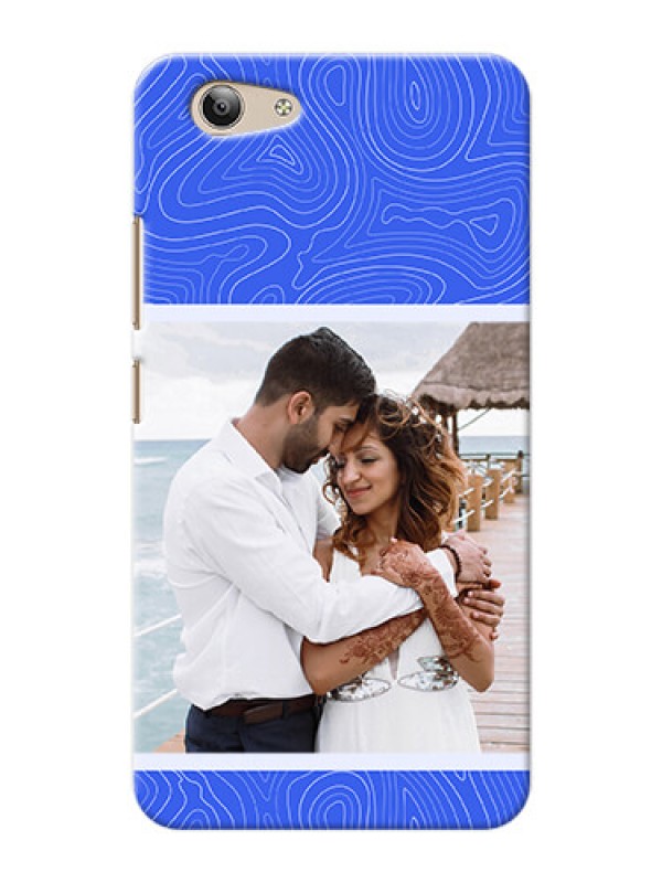 Custom Vivo Y53 Mobile Back Covers: Curved line art with blue and white Design
