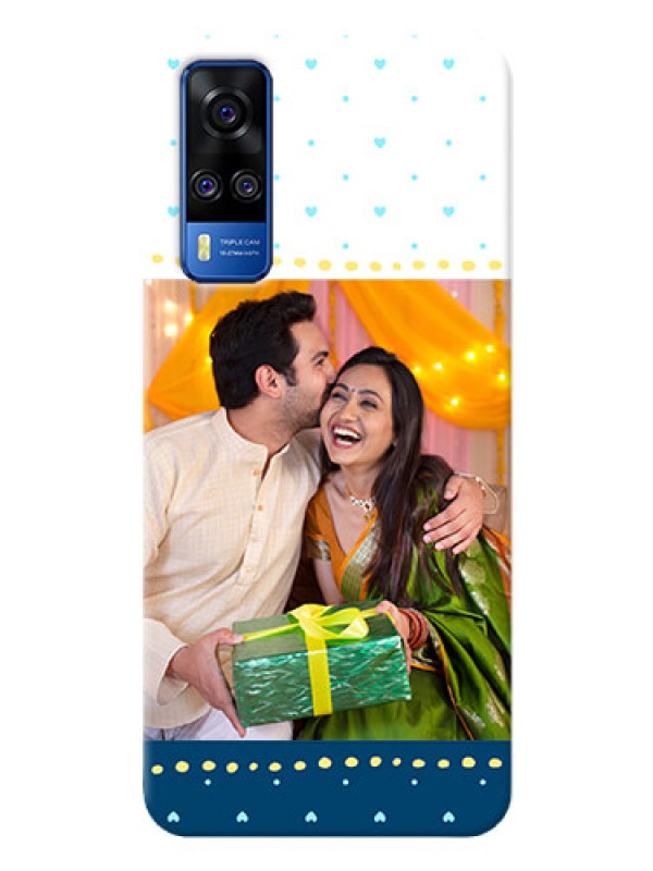 Custom Vivo Y53s Phone Covers: White and Blue Abstract Design