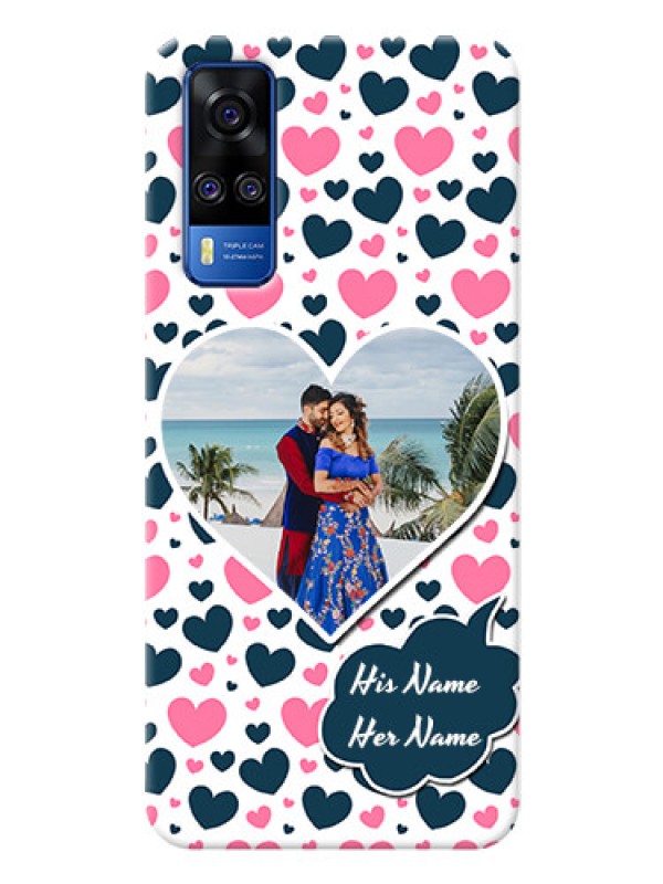 Custom Vivo Y53s Mobile Covers Online: Pink & Blue Heart Design