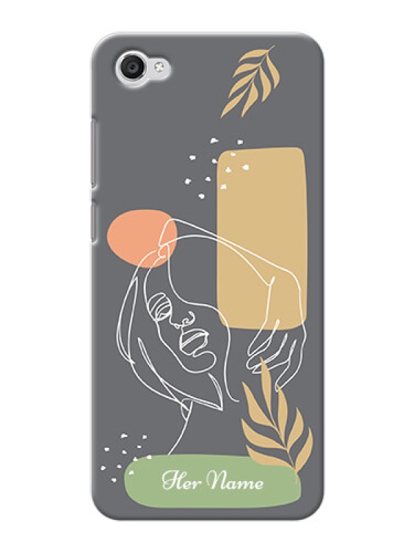 Custom Vivo Y55 L Phone Back Covers: Gazing Woman line art Design