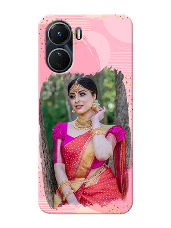 Custom Vivo Y56 5G Phone Covers for Girls: Gold Glitter Splash Design