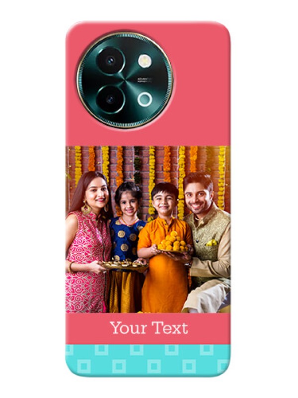 Custom Vivo Y58 5G Mobile Back Covers: Peach And Blue Color Design