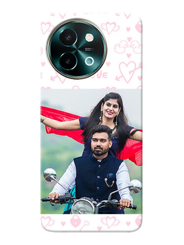 Custom Vivo Y58 5G personalized phone covers: Pink Flying Heart Design