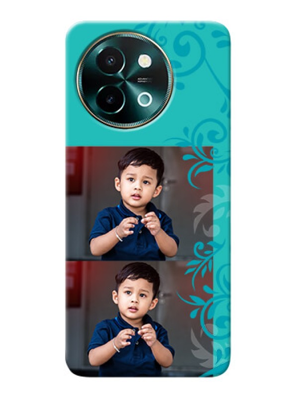 Custom Vivo Y58 5G Mobile Cases with Photo and Green Floral Design