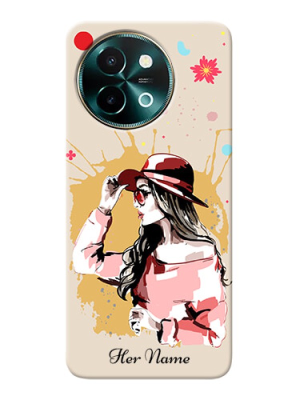 Custom Vivo Y58 5G Photo Printing on Case with Women with pink hat Design