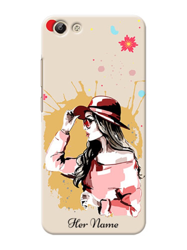 Custom Vivo Y69 Back Covers: Women with pink hat Design