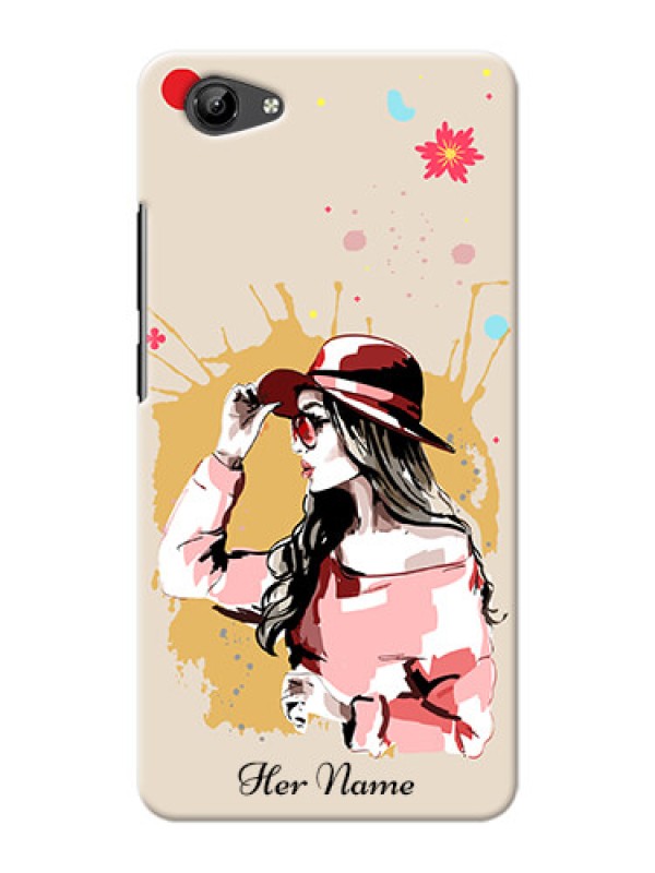 Custom Vivo Y71 Back Covers: Women with pink hat Design