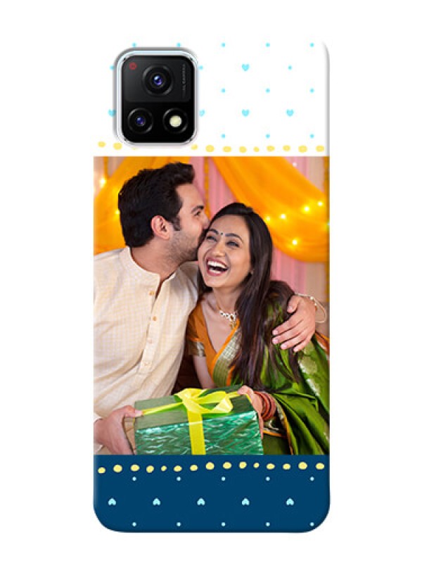 Custom Vivo Y72 5G Phone Covers: White and Blue Abstract Design