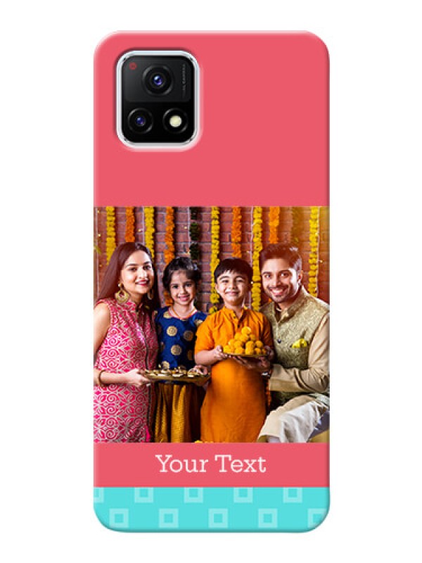 Custom Vivo Y72 5G Mobile Back Covers: Peach & Blue Color Design