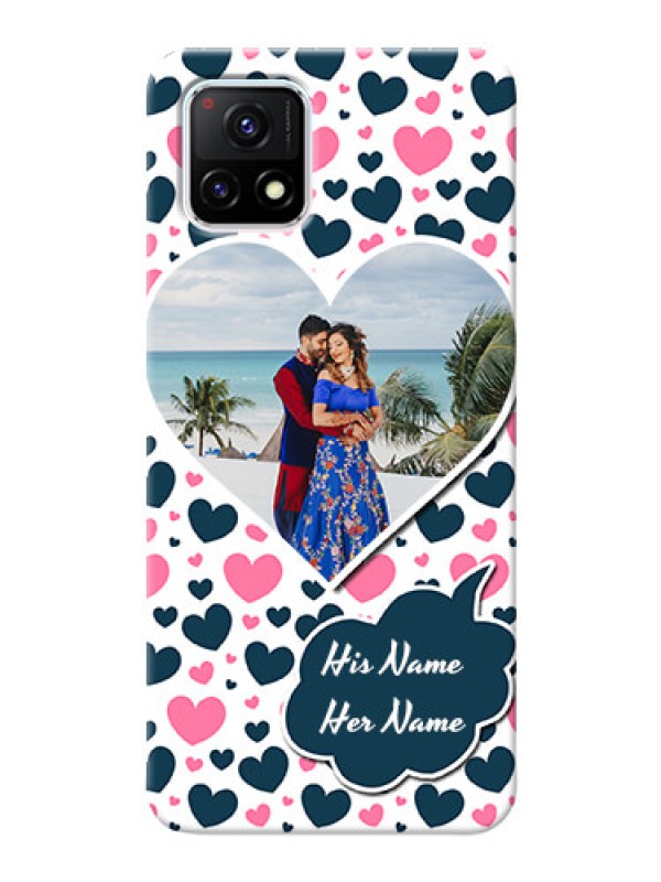Custom Vivo Y72 5G Mobile Covers Online: Pink & Blue Heart Design