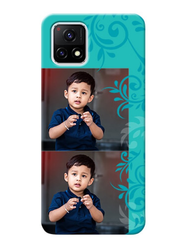 Custom Vivo Y72 5G Mobile Cases with Photo and Green Floral Design 