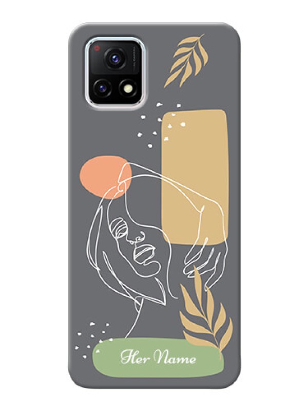 Custom Vivo Y72 5G Phone Back Covers: Gazing Woman line art Design
