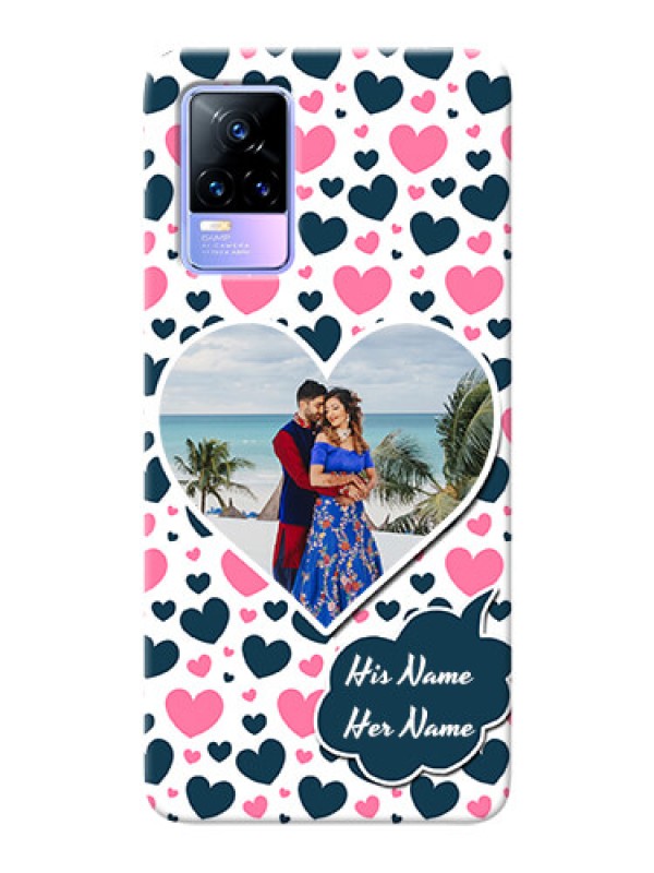Custom Vivo Y73 Mobile Covers Online: Pink & Blue Heart Design