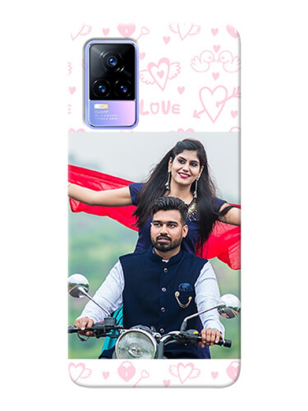 Custom Vivo Y73 personalized phone covers: Pink Flying Heart Design