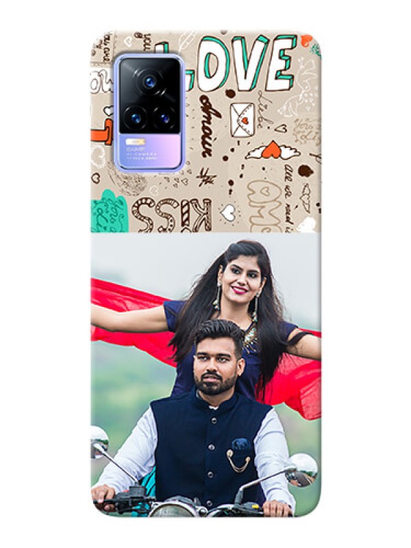 Custom Vivo Y73 Personalised mobile covers: Love Doodle Pattern 