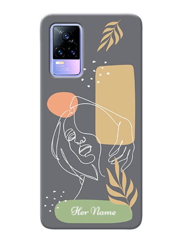 Custom Vivo Y73 Phone Back Covers: Gazing Woman line art Design