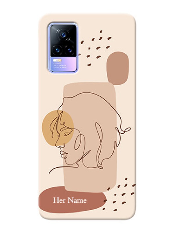 Custom Vivo Y73 Custom Phone Covers: Calm Woman line art Design
