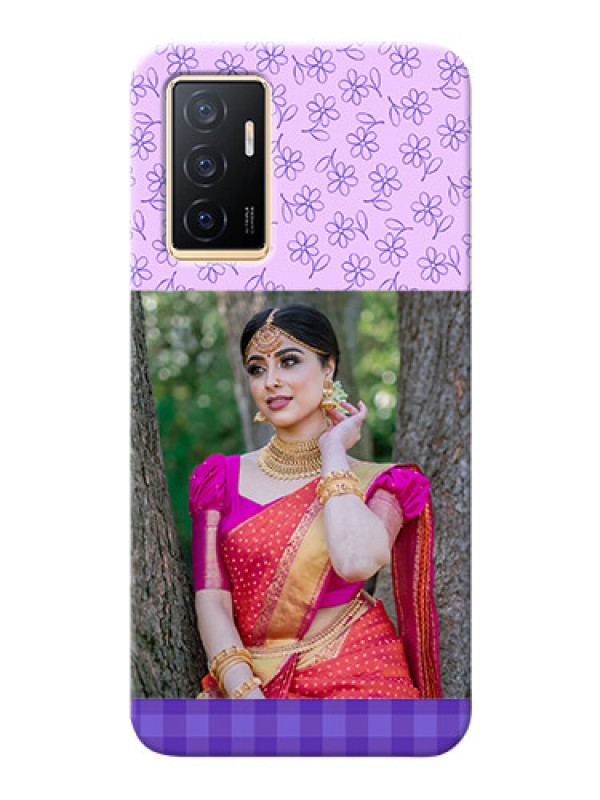 Custom Vivo Y75 4G Mobile Cases: Purple Floral Design