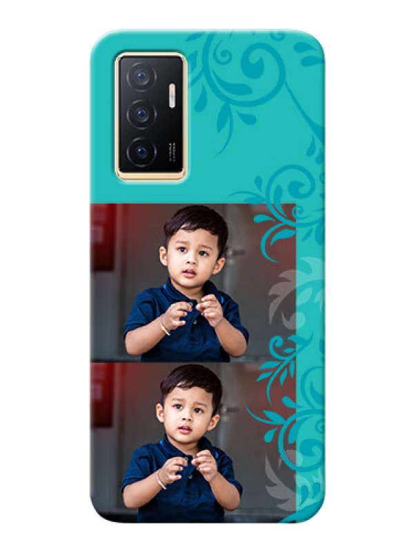 Custom Vivo Y75 4G Mobile Cases with Photo and Green Floral Design 