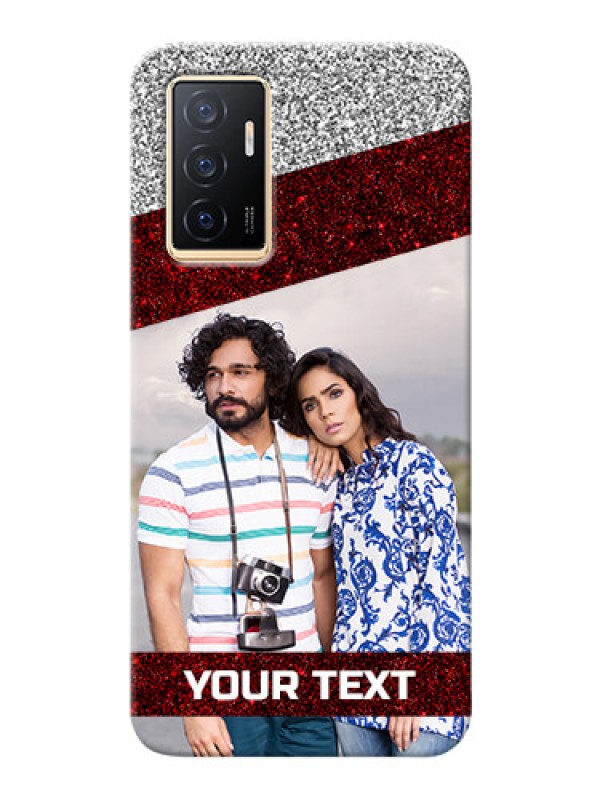 Custom Vivo Y75 4G Mobile Cases: Image Holder with Glitter Strip Design