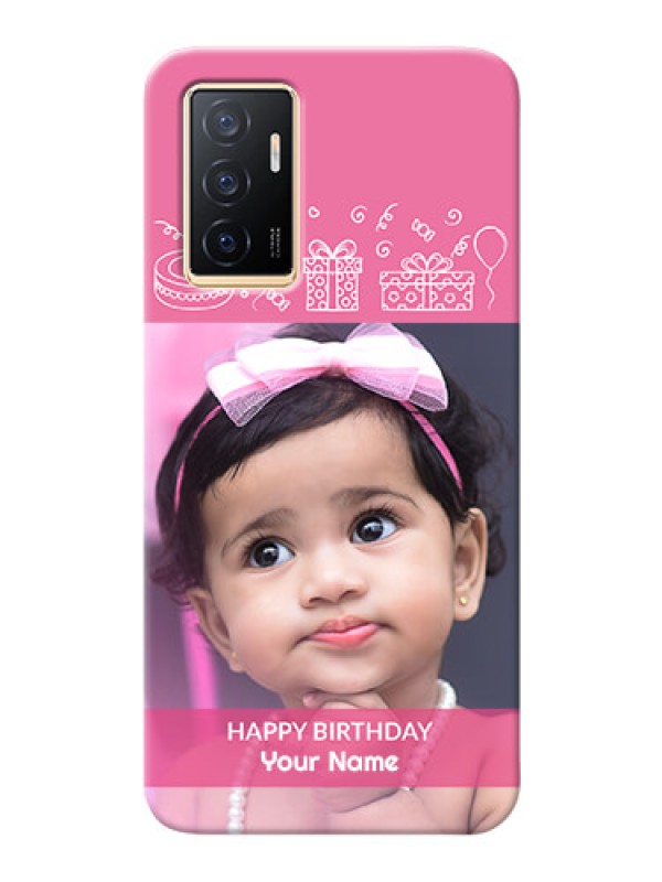 Custom Vivo Y75 4G Custom Mobile Cover with Birthday Line Art Design