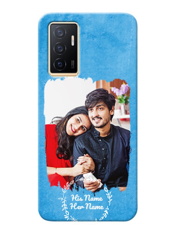 Custom Vivo Y75 4G custom mobile cases: Blue Color Vintage Design