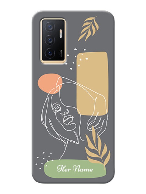 Custom Vivo Y75 4G Phone Back Covers: Gazing Woman line art Design