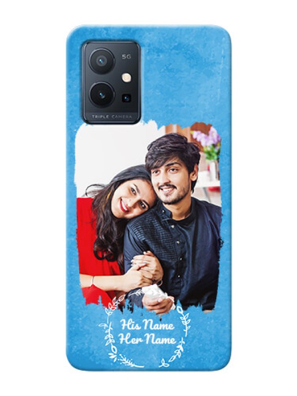 Custom Vivo Y75 5G custom mobile cases: Blue Color Vintage Design