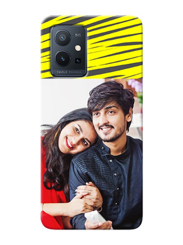 Custom Vivo Y75 5G Personalised mobile covers: Yellow Abstract Design