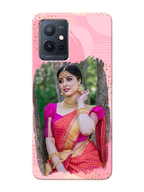 Custom Vivo Y75 5G Phone Covers for Girls: Gold Glitter Splash Design