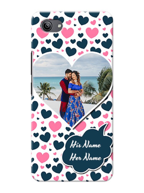 Custom Vivo Y81i Mobile Covers Online: Pink & Blue Heart Design
