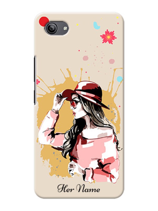 Custom Vivo Y81I Back Covers: Women with pink hat Design