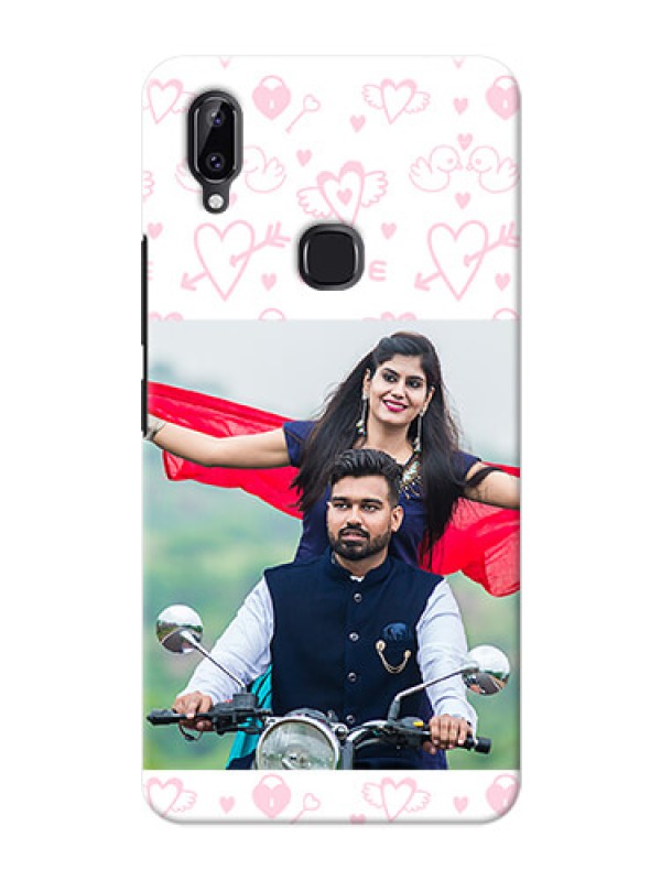 Custom Vivo Y83 Pro personalized phone covers: Pink Flying Heart Design