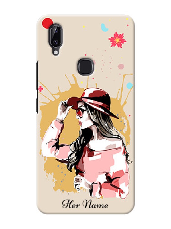 Custom Vivo Y83 Pro Back Covers: Women with pink hat Design