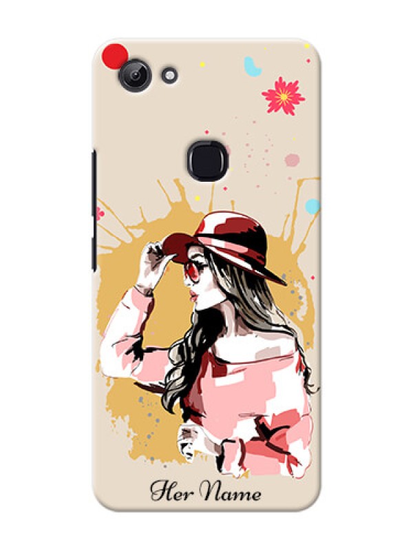 Custom Vivo Y83 Back Covers: Women with pink hat Design