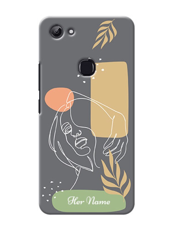 Custom Vivo Y83 Phone Back Covers: Gazing Woman line art Design
