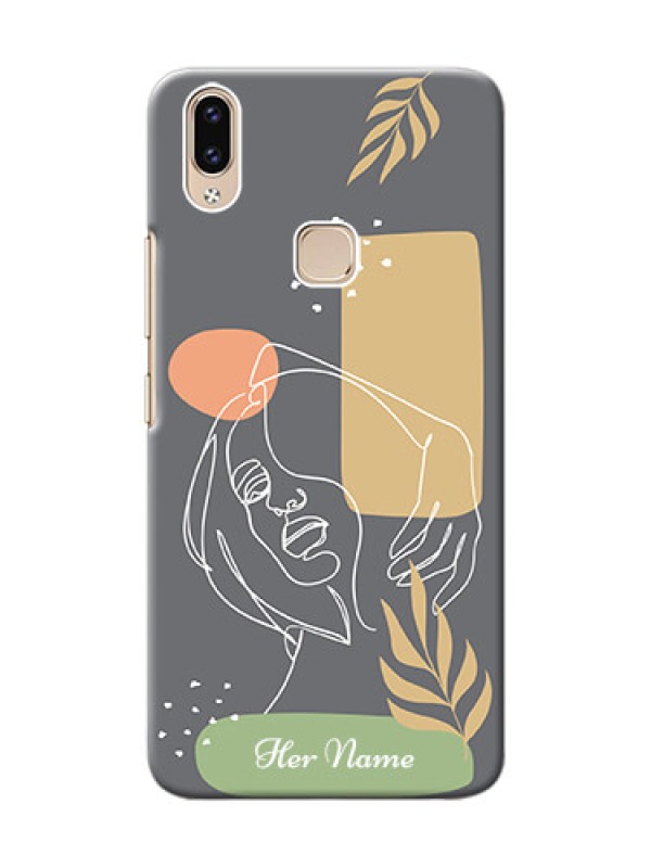 Custom Vivo Y85 Phone Back Covers: Gazing Woman line art Design